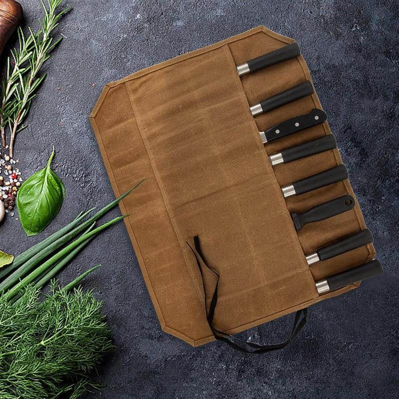 Outdoor Hunting Kitchen - Waxed Canvas Chef Knife Roll Multiple