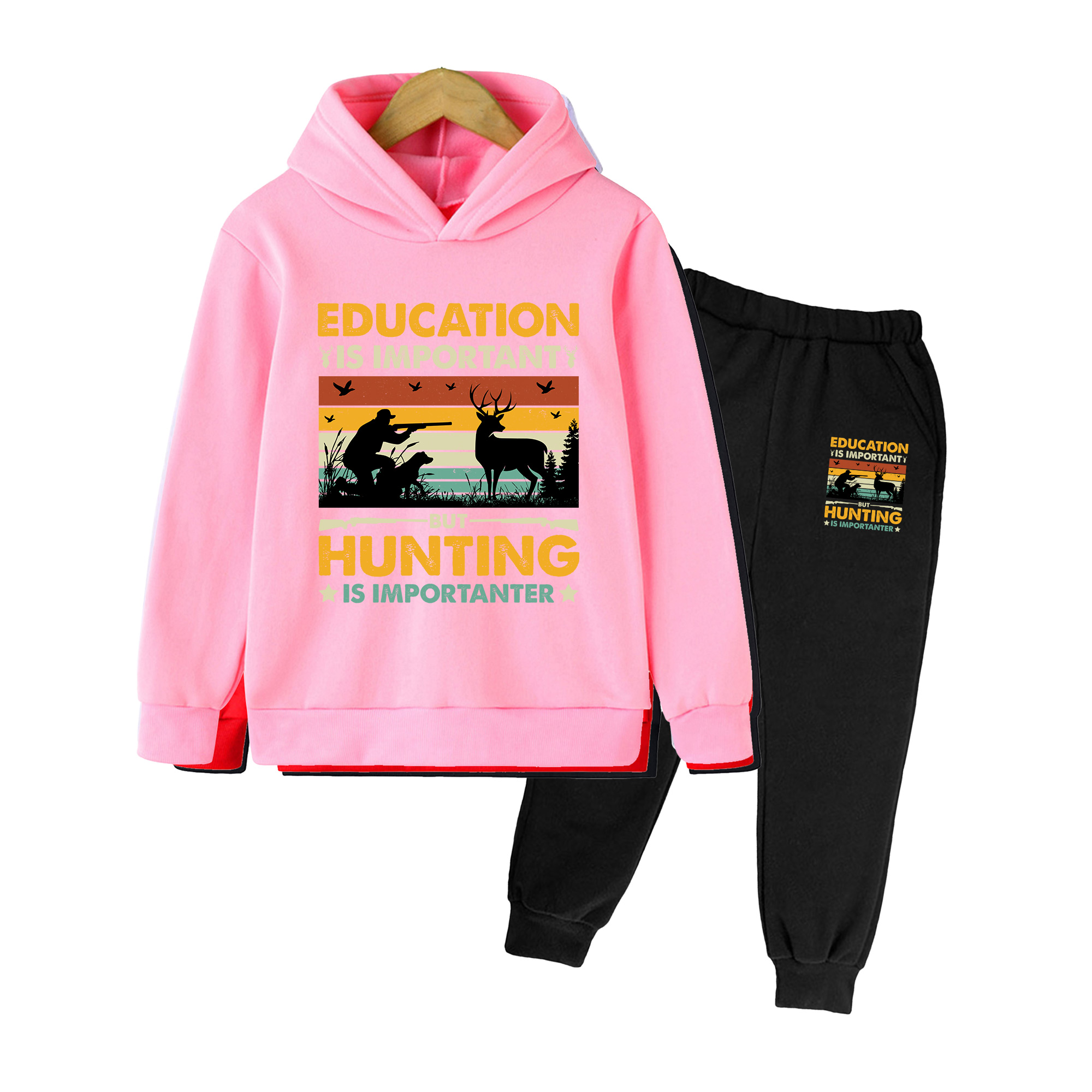 Hunting Outdoor Boys - Kids Hoodie & Sweatpants Set, Vintage