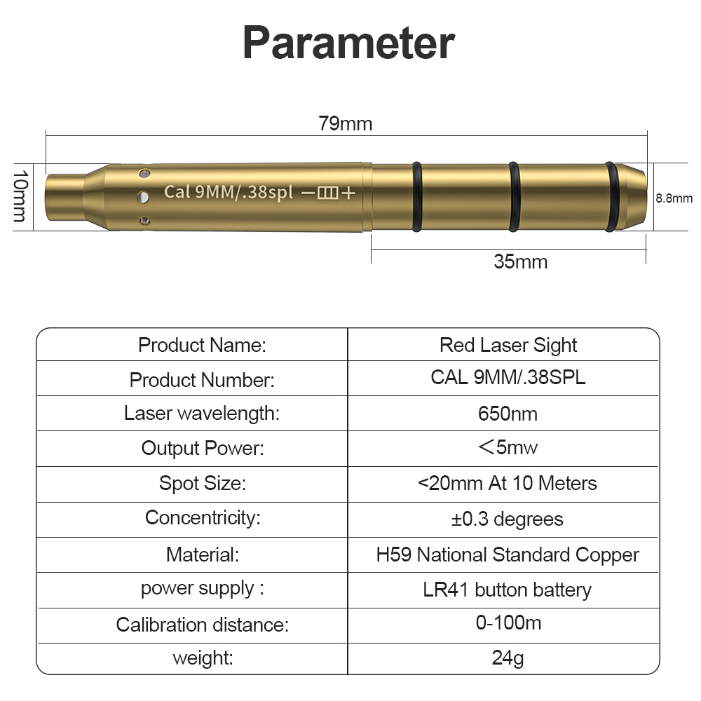 9MM/38SPL Red Laser Boresighte - огляд і ціна Outdoor Hunting Range